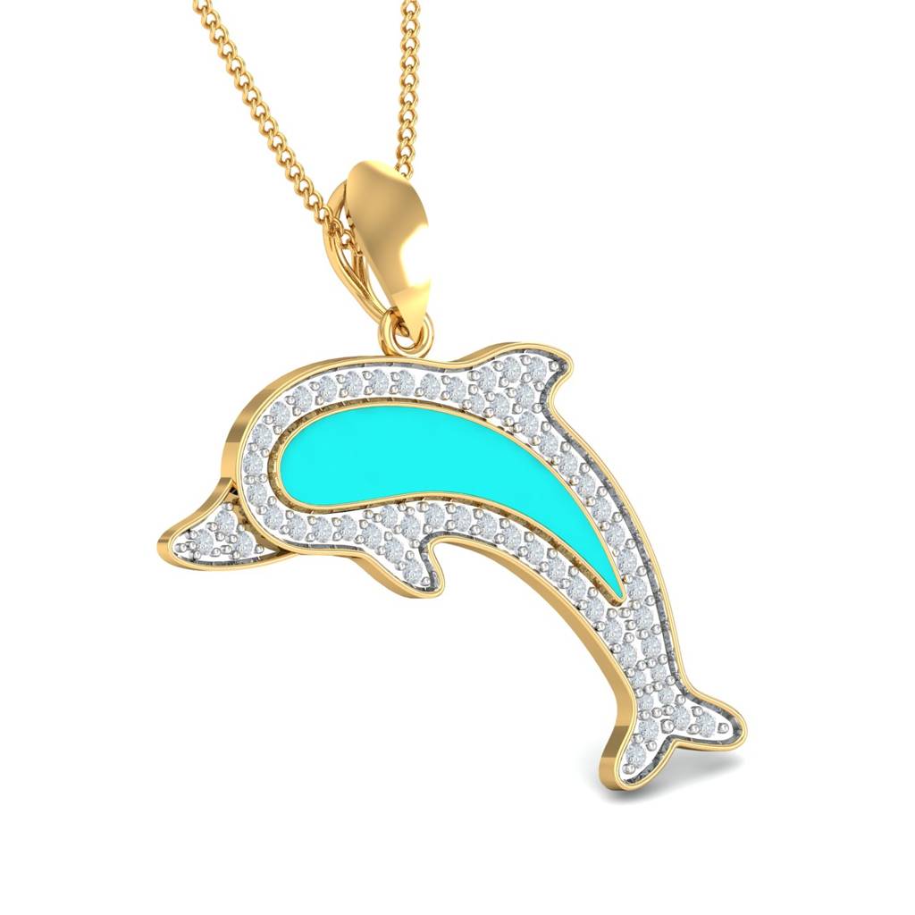 KuberBox 18K Yellow Gold Dolphin Pendant