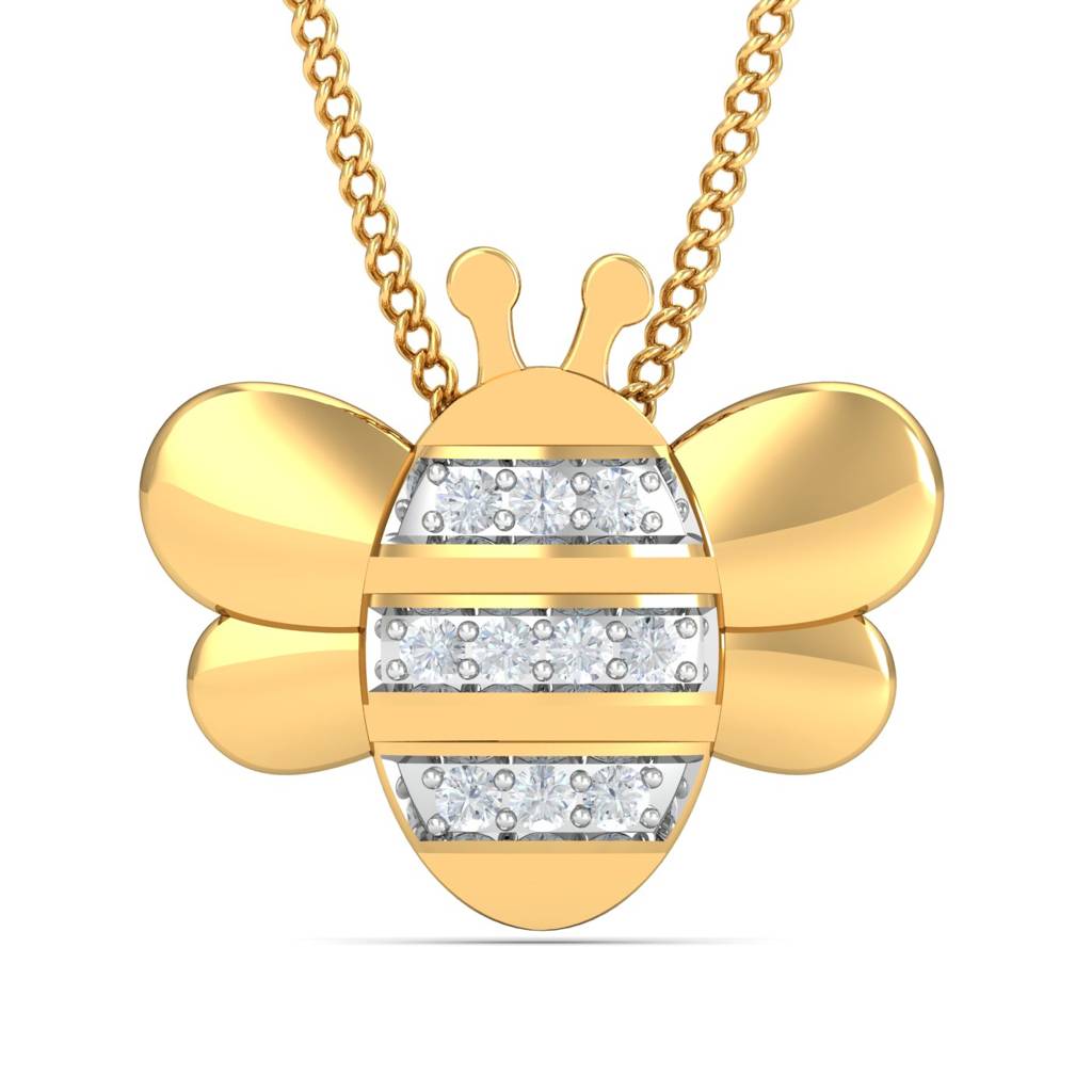 KuberBox 18K Yellow Gold Bee Pendant