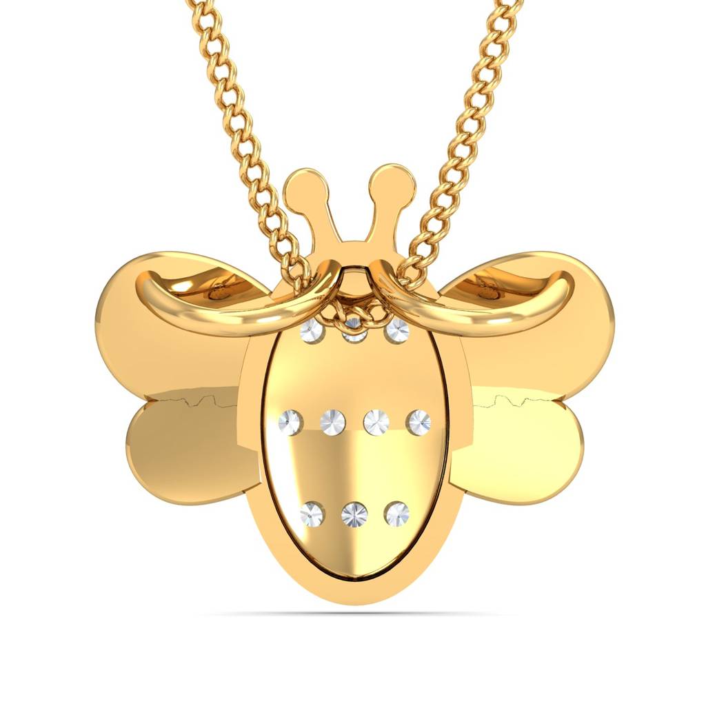 KuberBox 18K Yellow Gold Bee Pendant