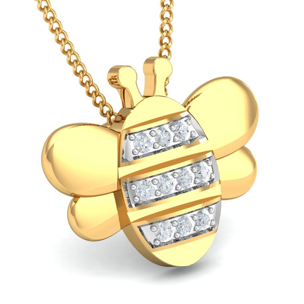 KuberBox 18K Yellow Gold Bee Pendant