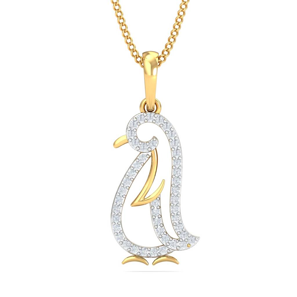 KuberBox 18K Yellow Gold Penguin Pendant