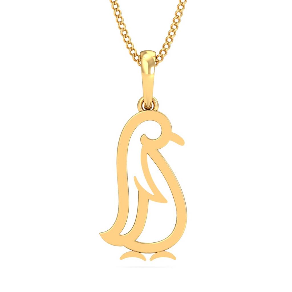 KuberBox 18K Yellow Gold Penguin Pendant