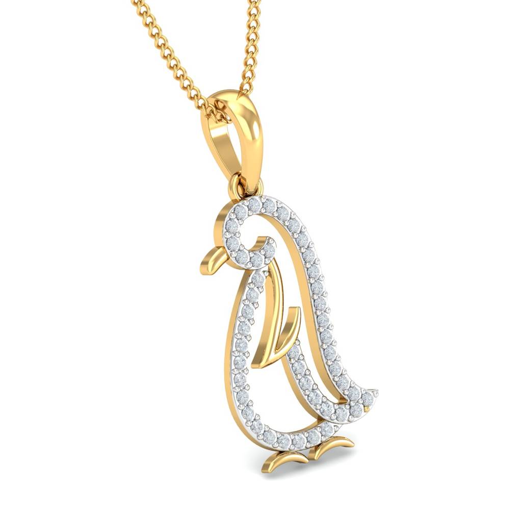 KuberBox 18K Yellow Gold Penguin Pendant