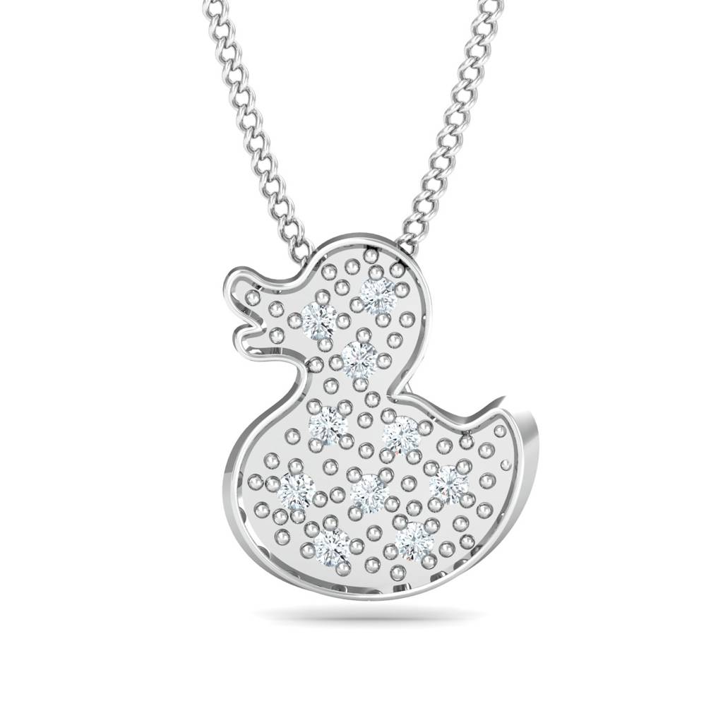 KuberBox 18K White Gold Little Duck Pendant