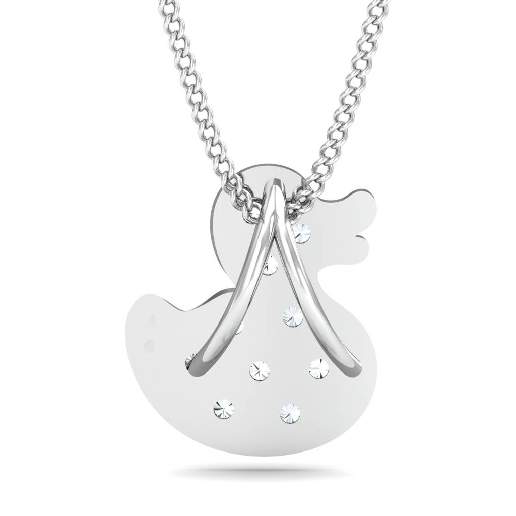 KuberBox 18K White Gold Little Duck Pendant