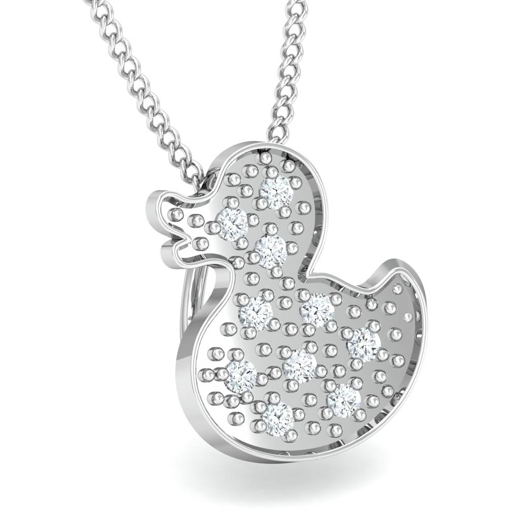 KuberBox 18K White Gold Little Duck Pendant