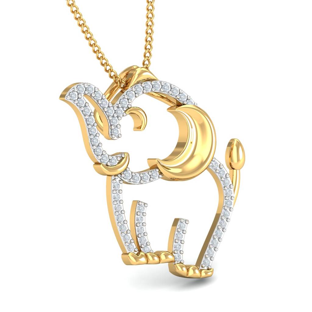 KuberBox 18K Yellow Gold Elephant Pendant