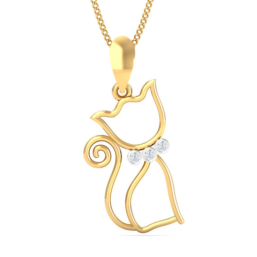 KuberBox 18K Yellow Gold Cat Pendant