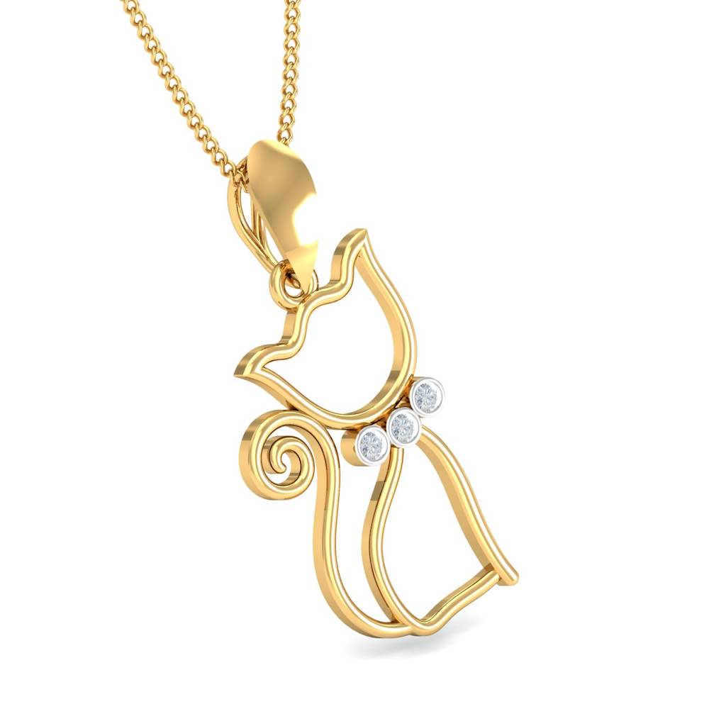 KuberBox 18K Yellow Gold Cat Pendant