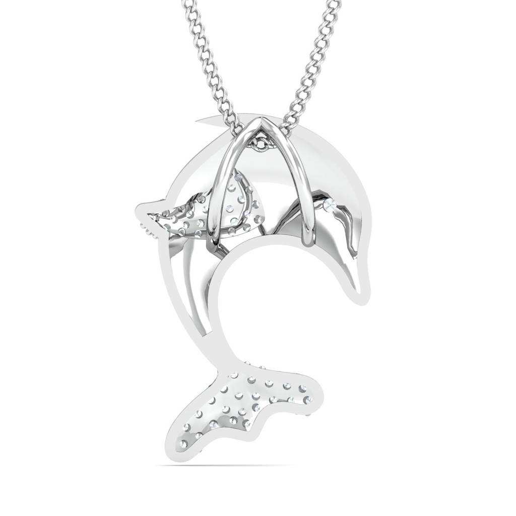 KuberBox 18K White Gold Mesa Dolphin Pendant