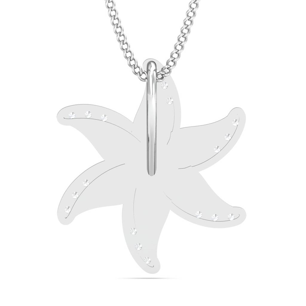 KuberBox 18K White Gold Starfish Enameled Pendant