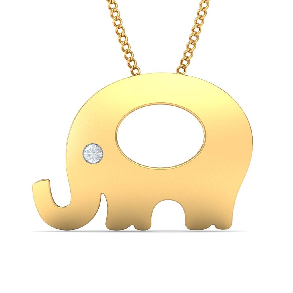 KuberBox 18K Yellow Gold Gig Elephant Pendant