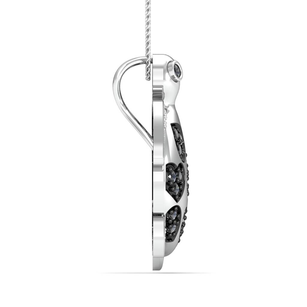 KuberBox 18K White Gold Tortoise Black Diamond Pendant