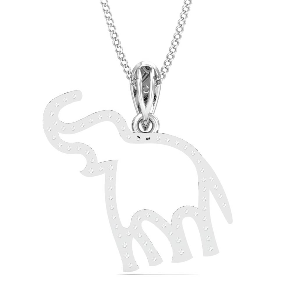 KuberBox 18K White Gold Elephant Trumpet Pendant