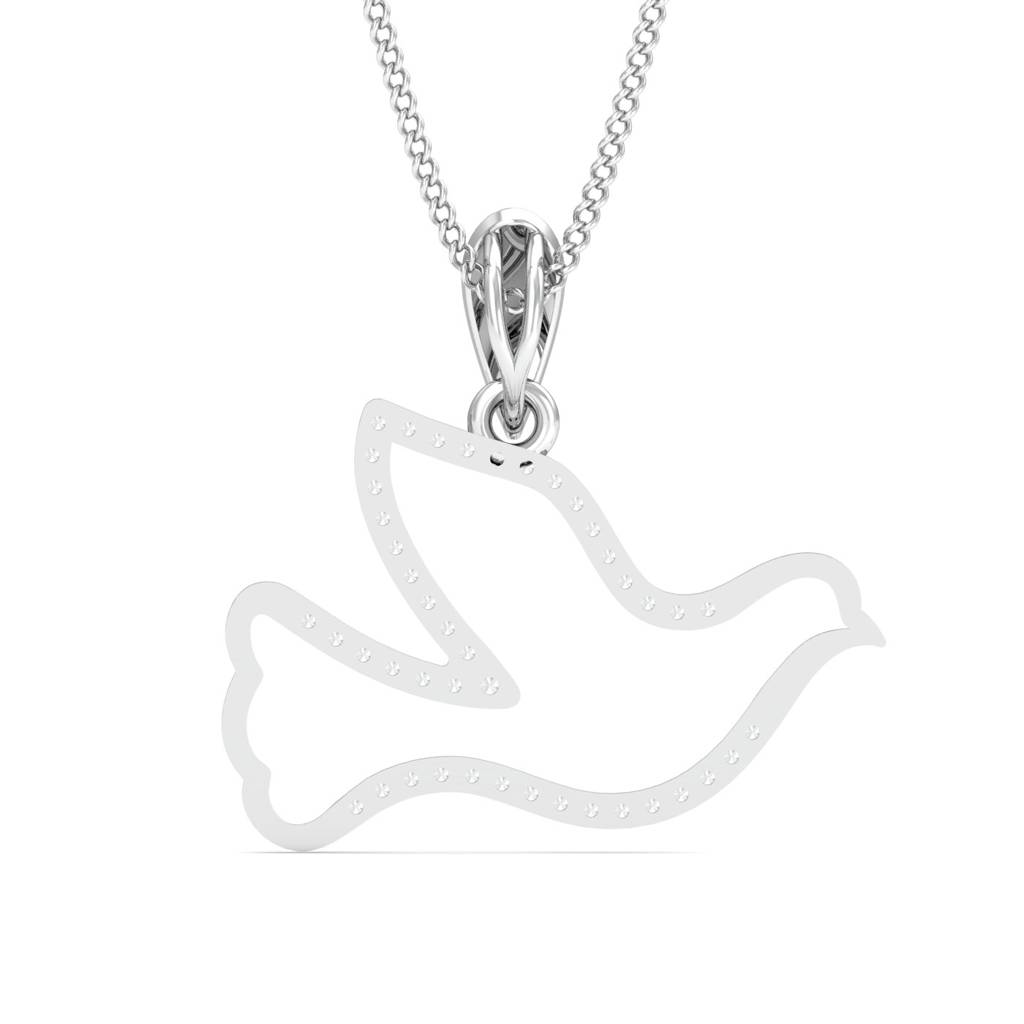 KuberBox 18K White Gold Pigeon Pendant