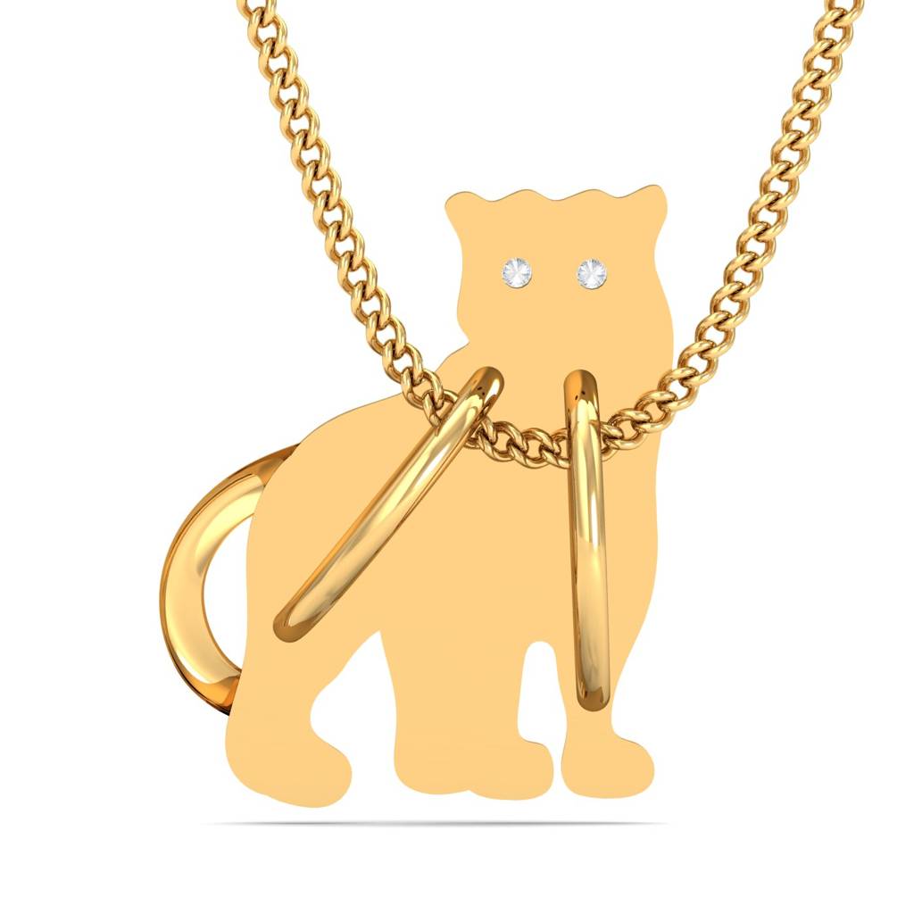 KuberBox 18K Yellow Gold Tiger Pendant