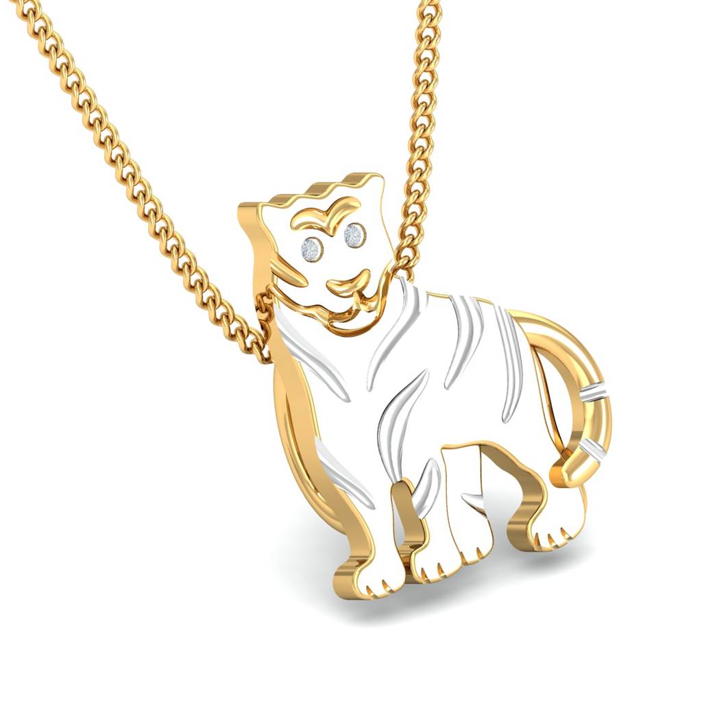 KuberBox 18K Yellow Gold Tiger Pendant