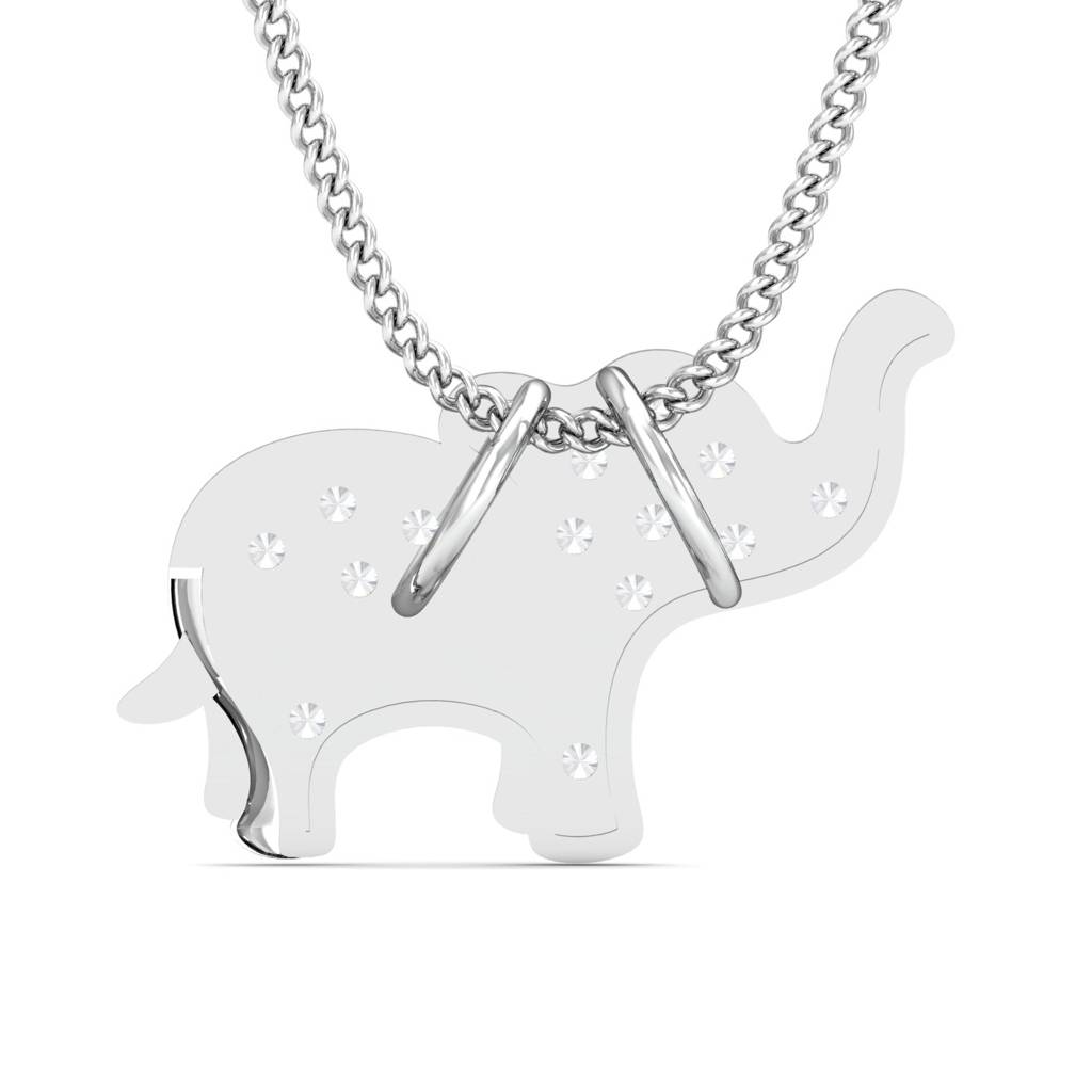 KuberBox 18K White Gold Elephant Maharaja Pendant