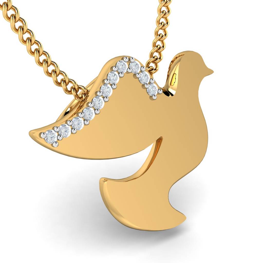 KuberBox 18K Yellow Gold Pigeon Pendant