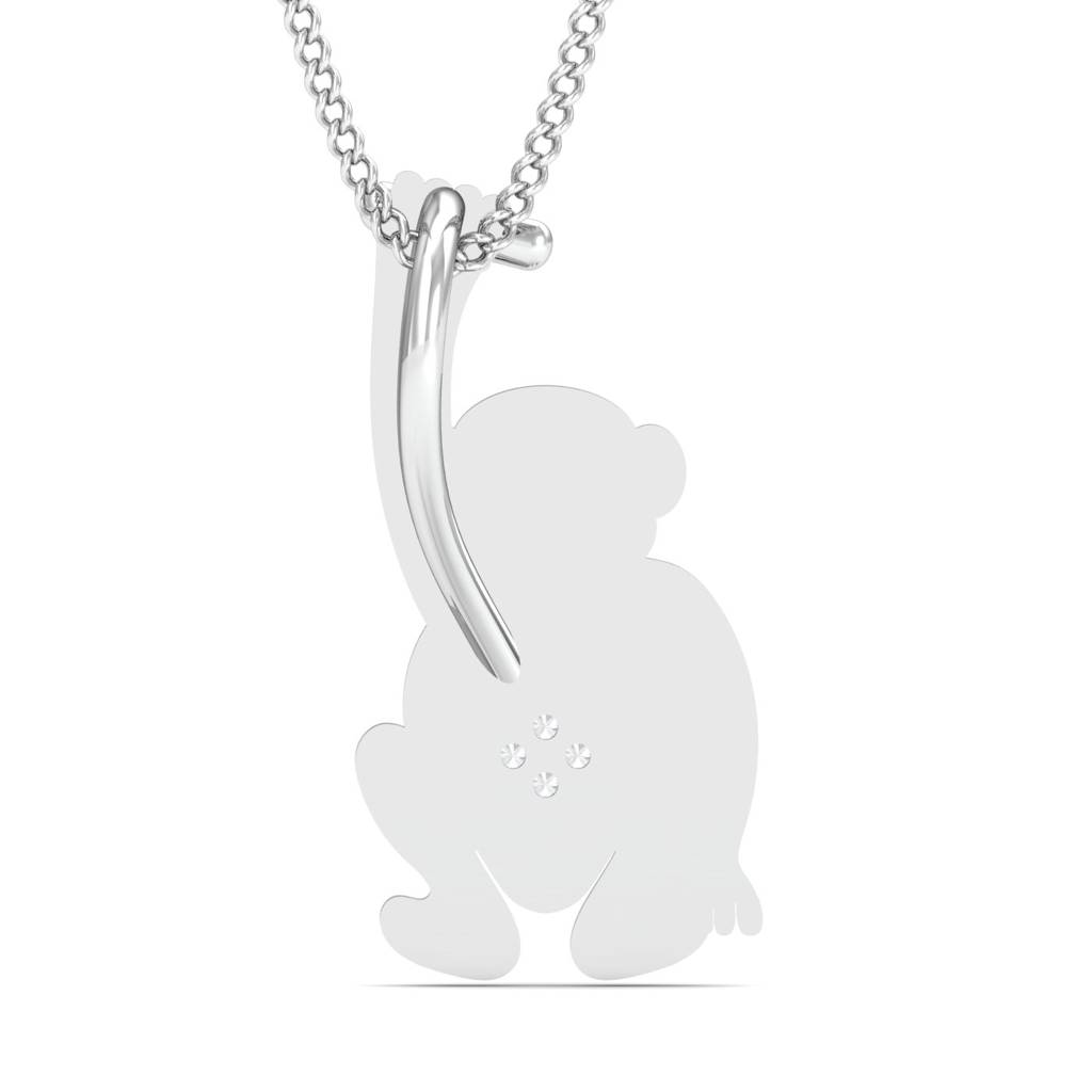 KuberBox 18K White Gold Monkey Pendant