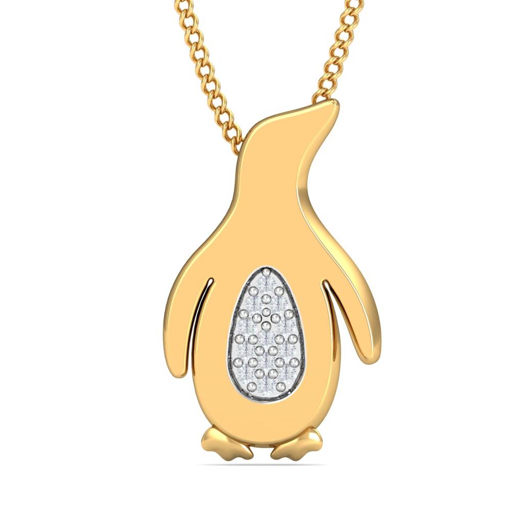 KuberBox 18K Yellow Gold Penguin Pendant