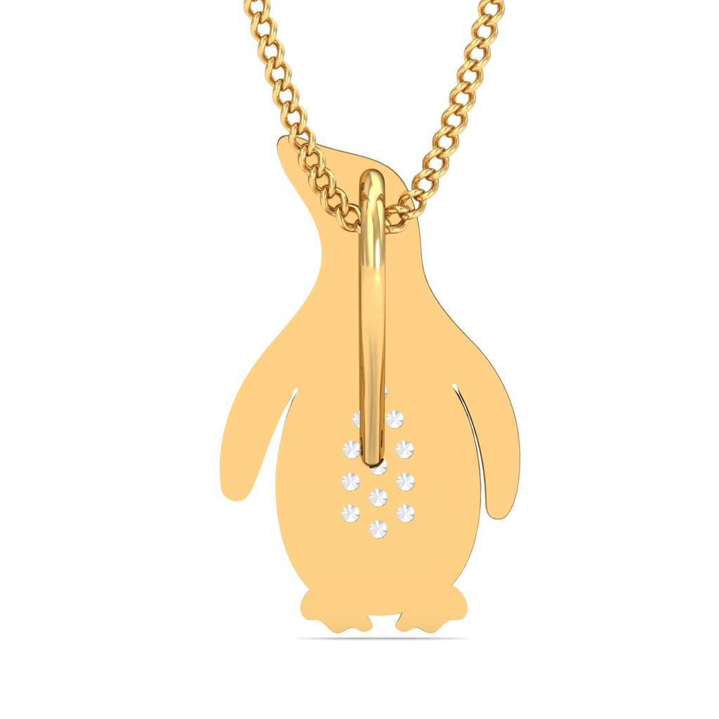 KuberBox 18K Yellow Gold Penguin Pendant