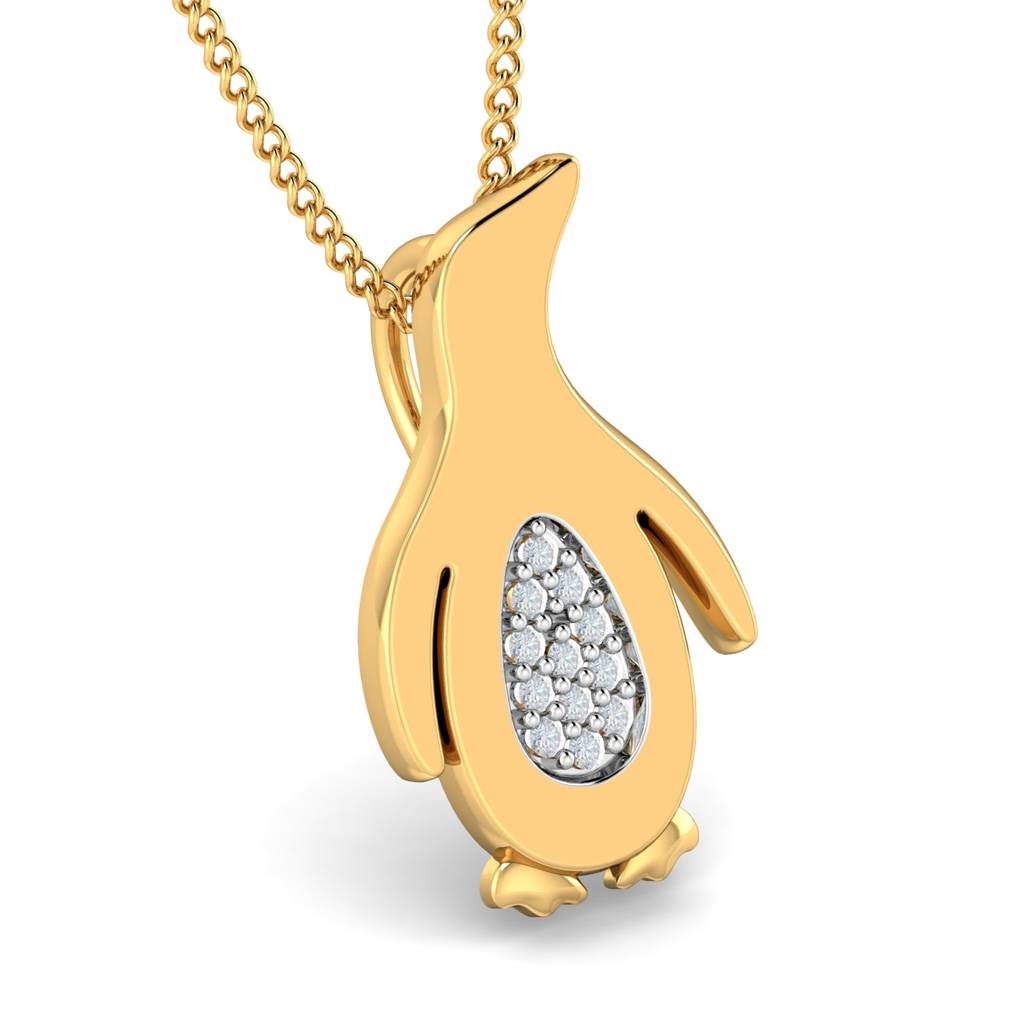 KuberBox 18K Yellow Gold Penguin Pendant