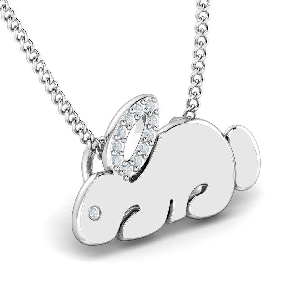 KuberBox 18K White Gold Rabbit Pendant