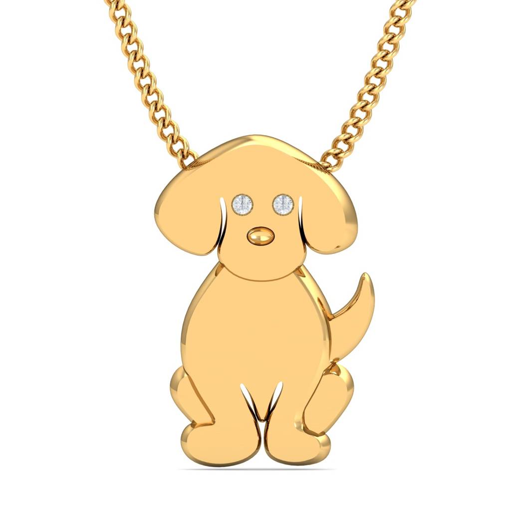 KuberBox 18K Yellow Gold Dog Pendant