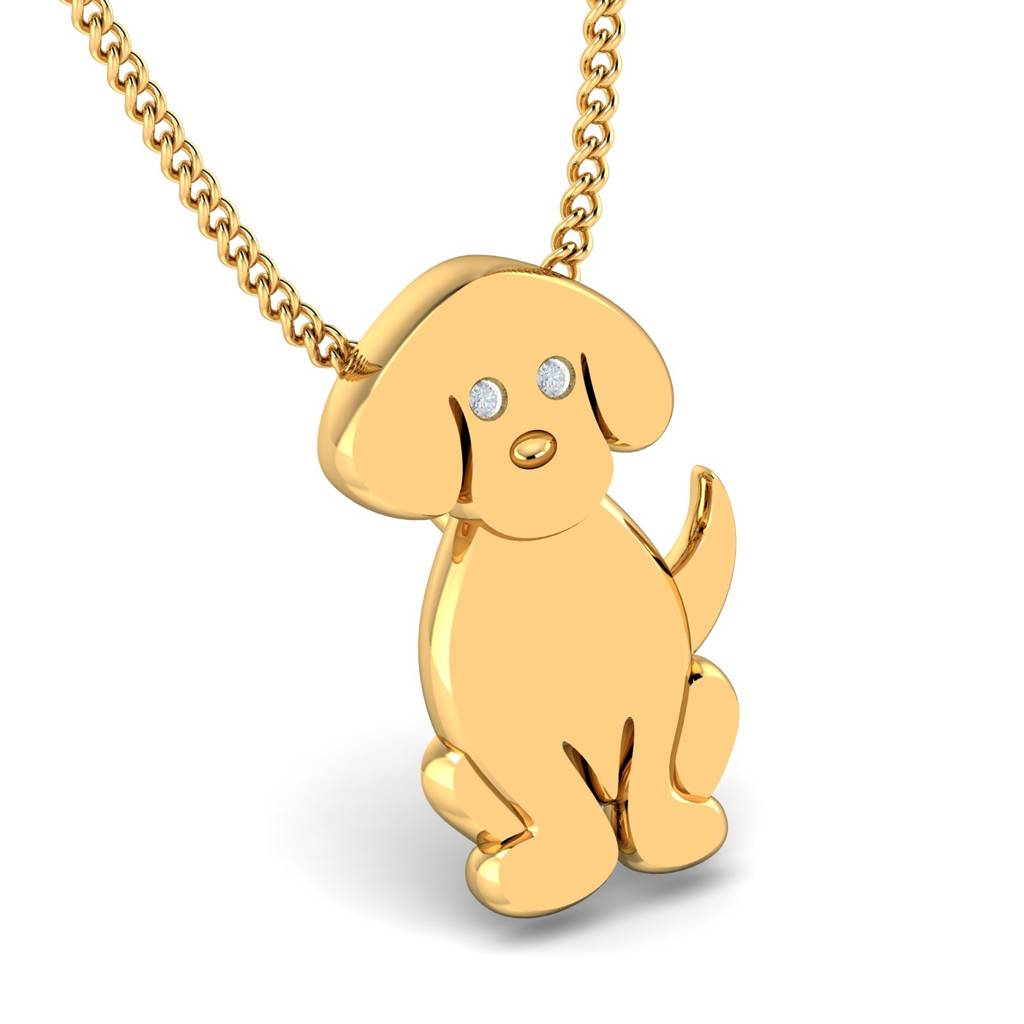 KuberBox 18K Yellow Gold Dog Pendant