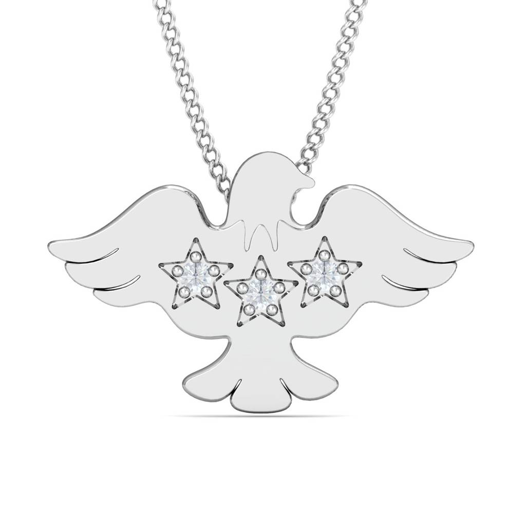 KuberBox 18K White Gold Eagle Pendant