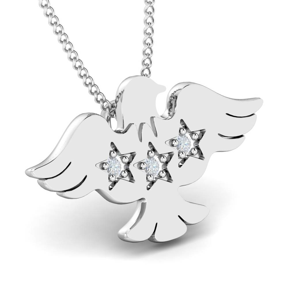 KuberBox 18K White Gold Eagle Pendant