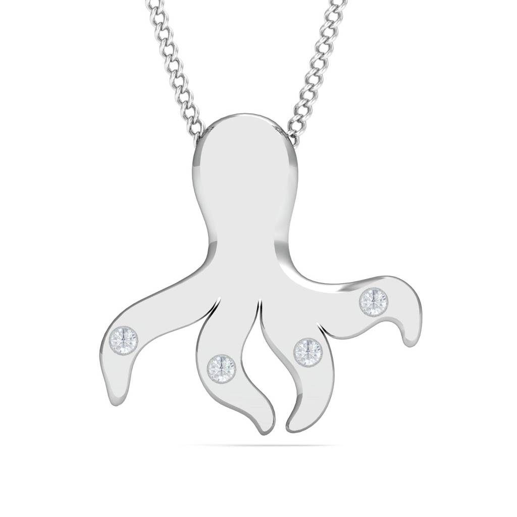 KuberBox 18K White Gold Octopus Pendant