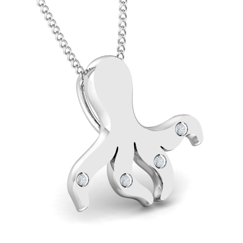 KuberBox 18K White Gold Octopus Pendant