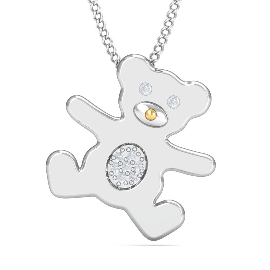 KuberBox 18K White Gold Bear Pendant