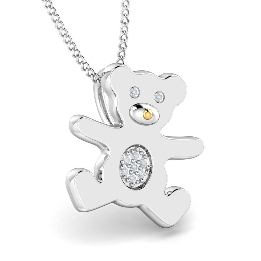 KuberBox 18K White Gold Bear Pendant