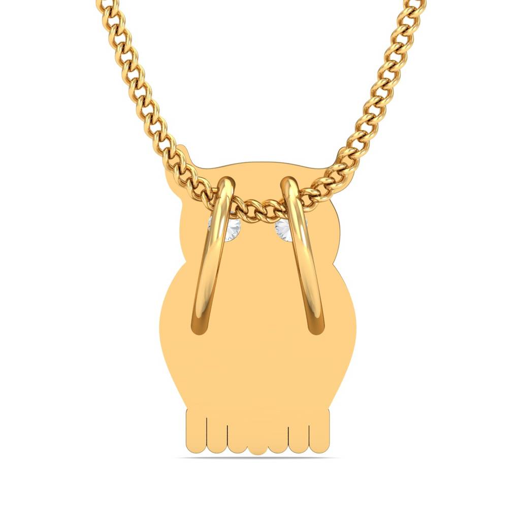 KuberBox 18K Yellow Gold Layered Owl Pendant