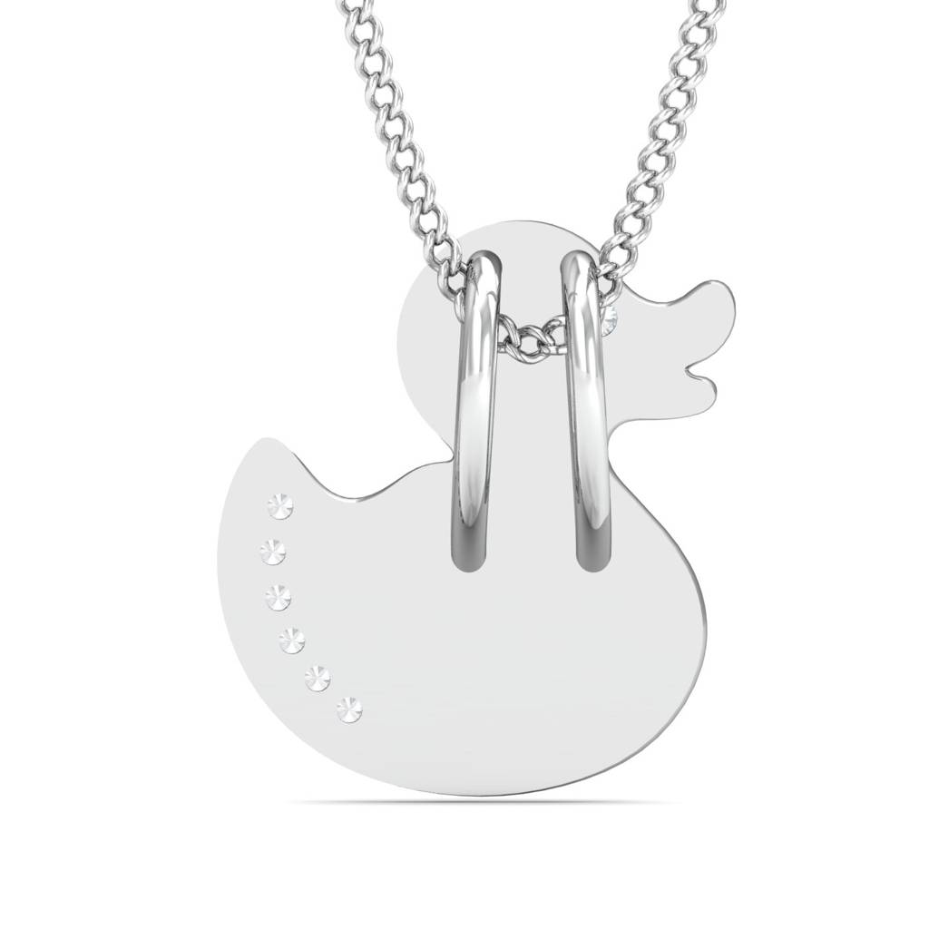 KuberBox 18K White Gold Duck Pendant