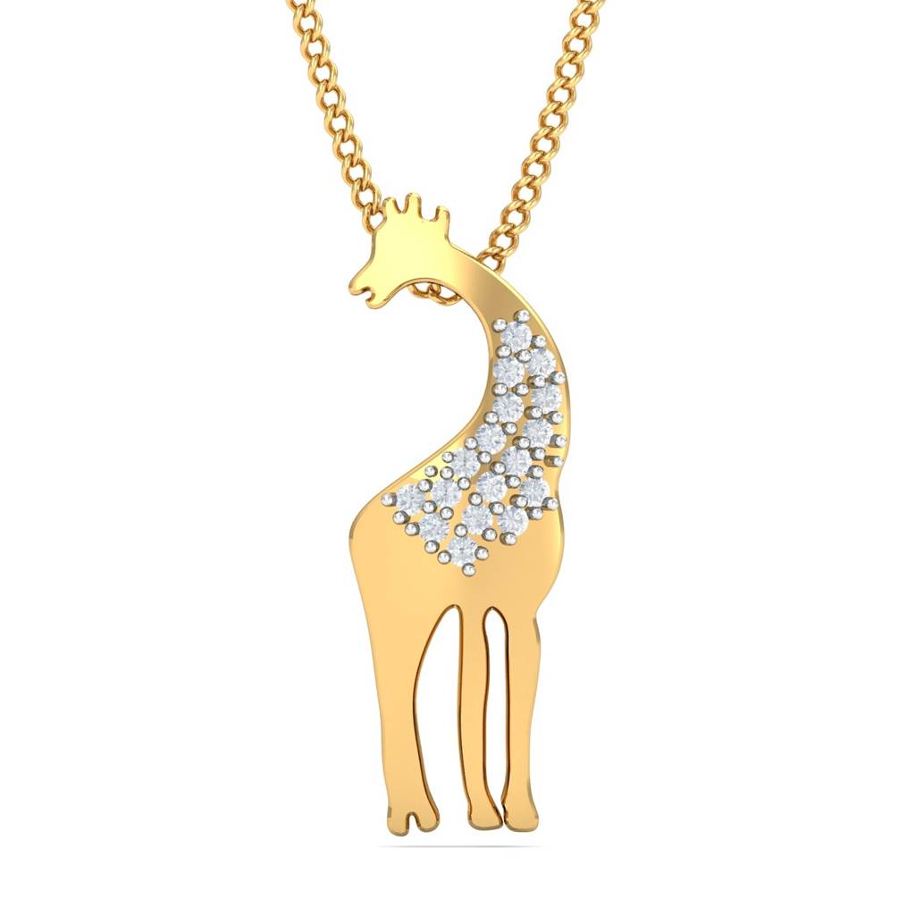 KuberBox 18K Yellow Gold Giraffe Pendant