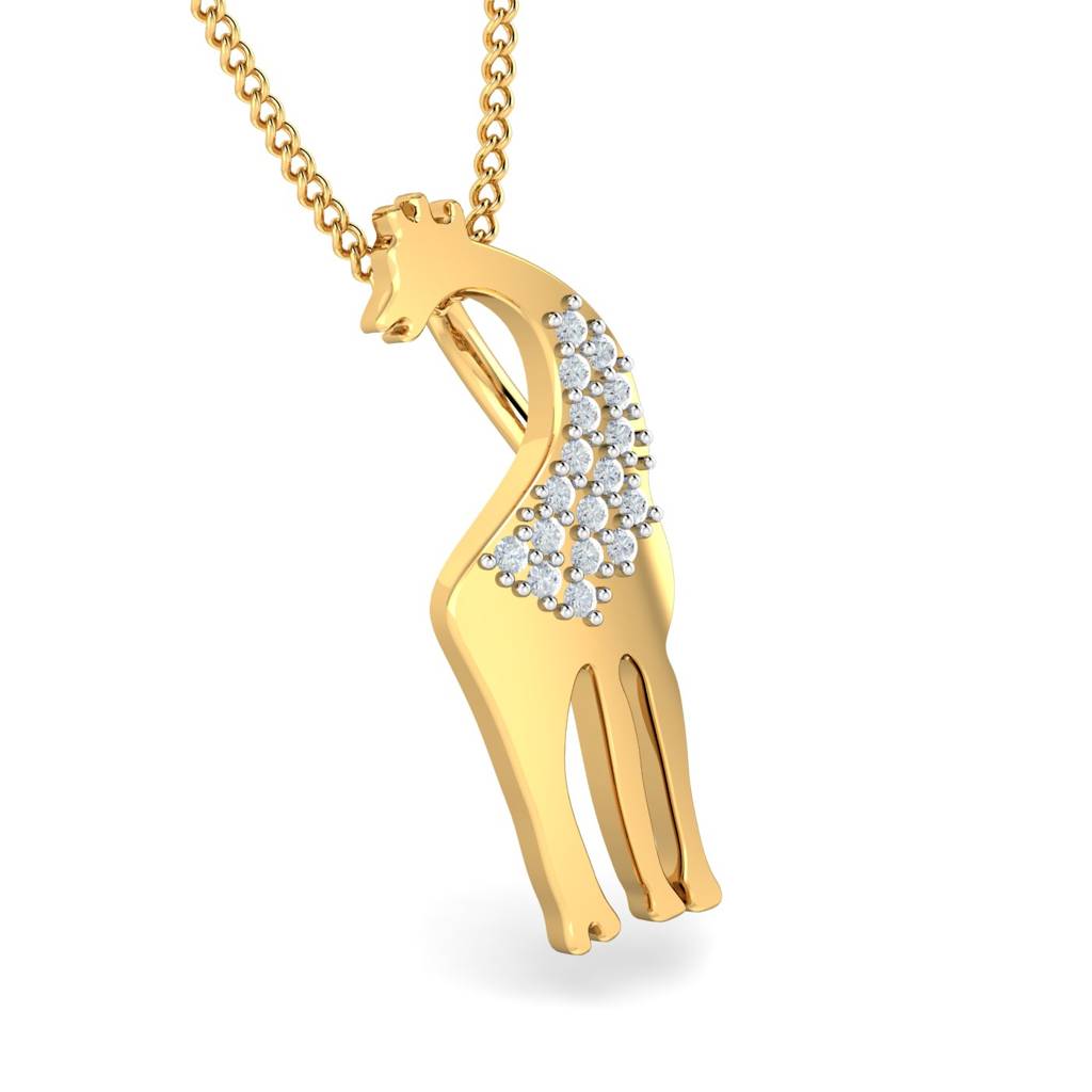 KuberBox 18K Yellow Gold Giraffe Pendant