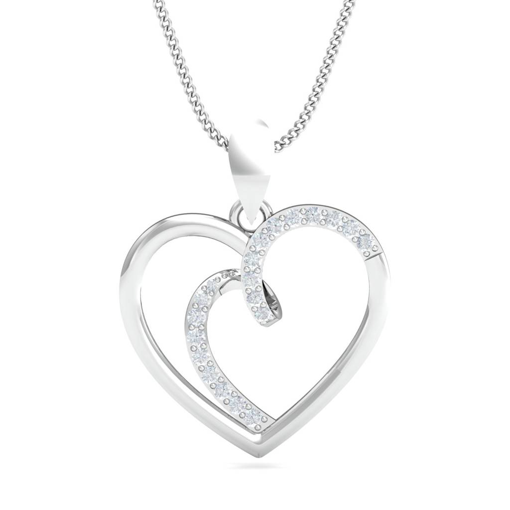 KuberBox 18K White Gold Lovita Heart Pendant