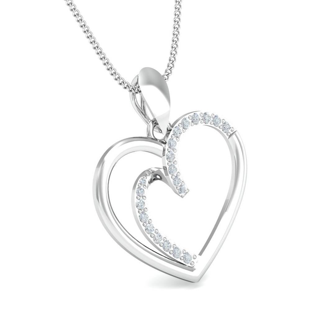 KuberBox 18K White Gold Lovita Heart Pendant