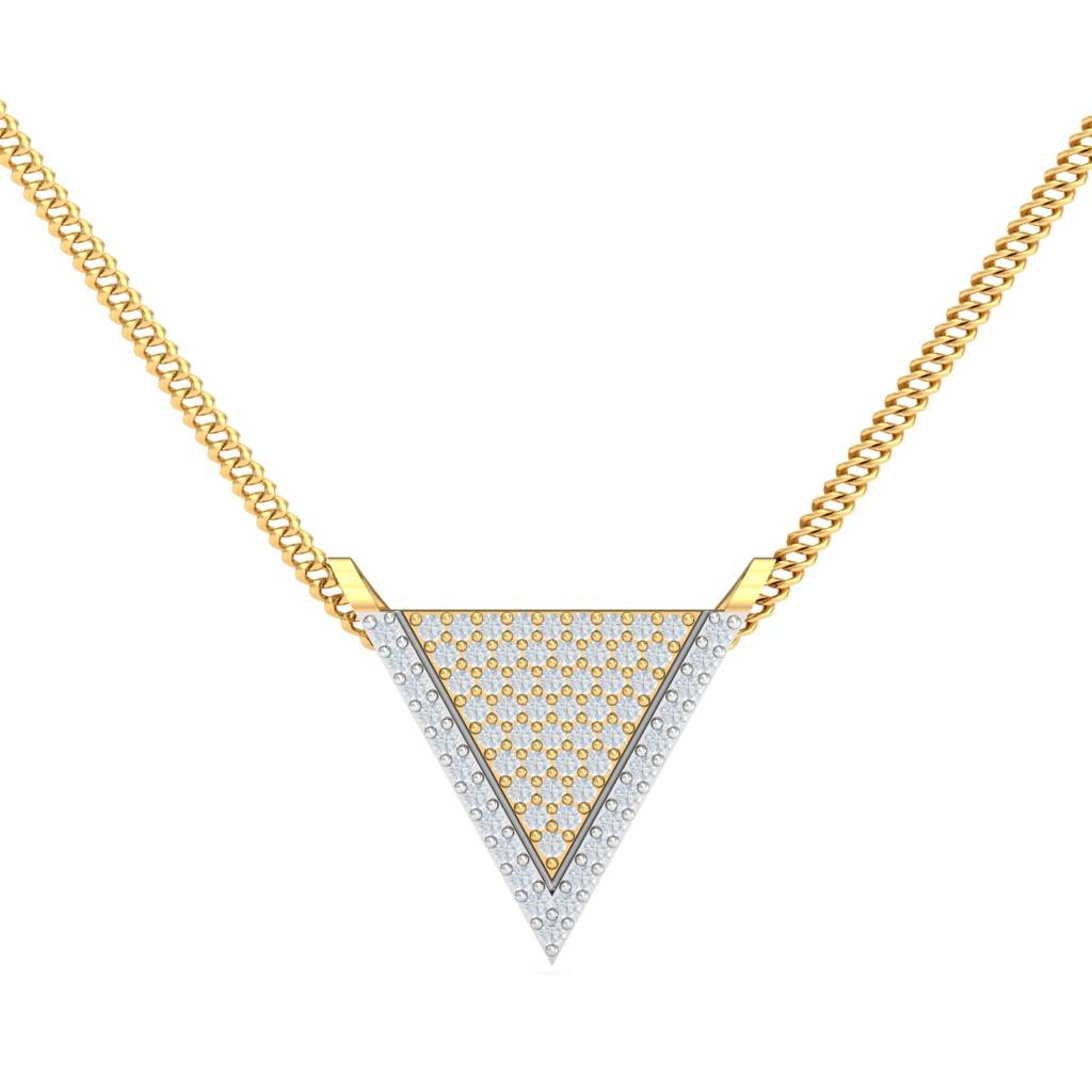 KuberBox 18K Yellow Gold Edgy Triangular Pendant