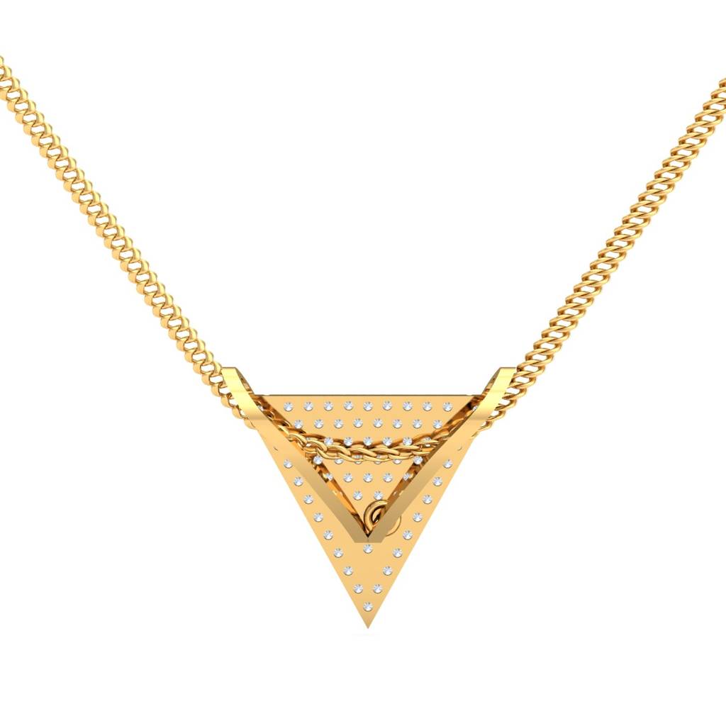 KuberBox 18K Yellow Gold Edgy Triangular Pendant