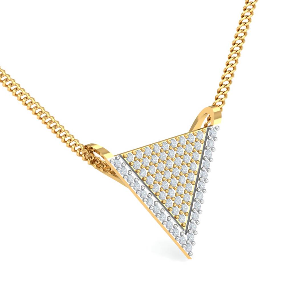 KuberBox 18K Yellow Gold Edgy Triangular Pendant