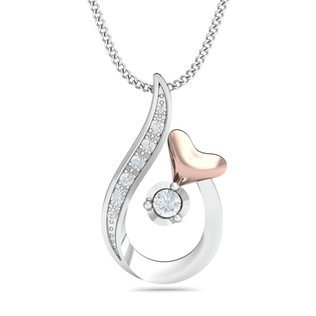 KuberBox 18K White Gold Avana Heart Pendant