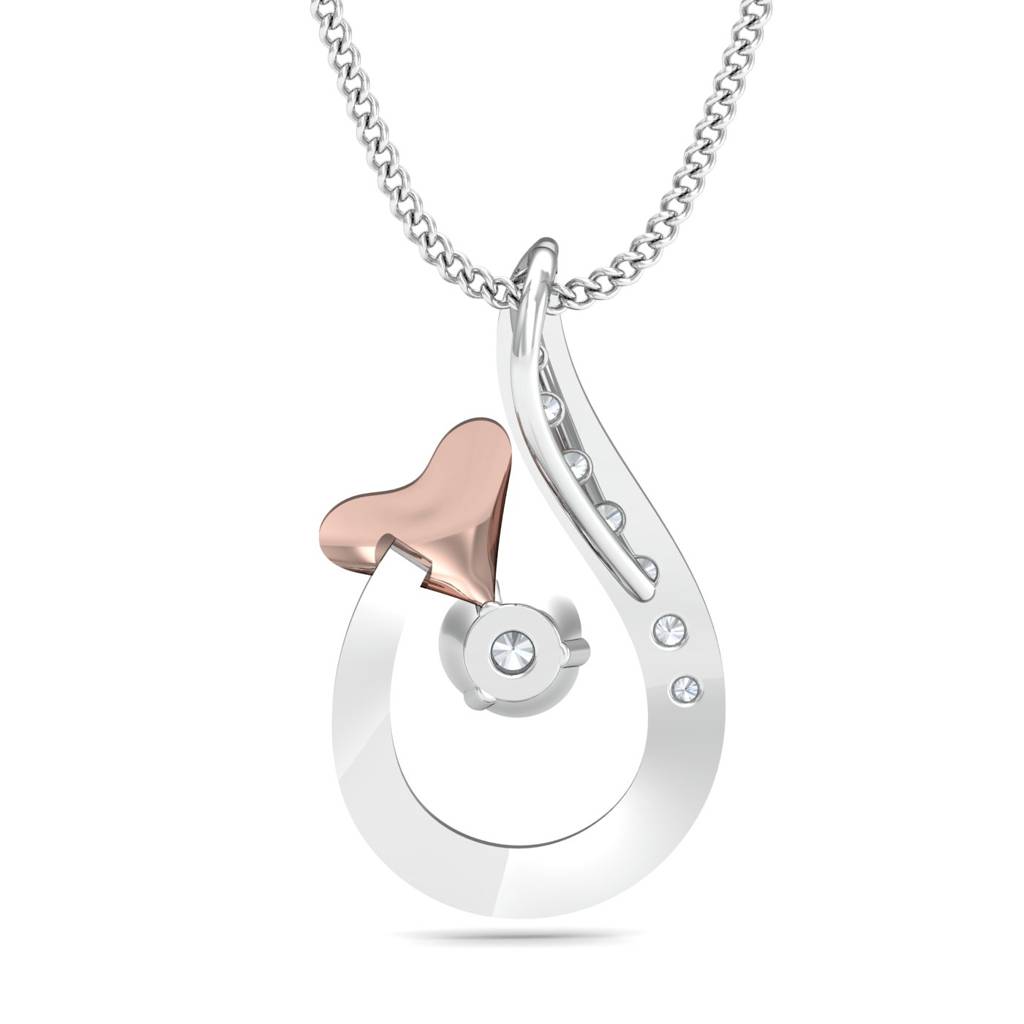 KuberBox 18K White Gold Avana Heart Pendant