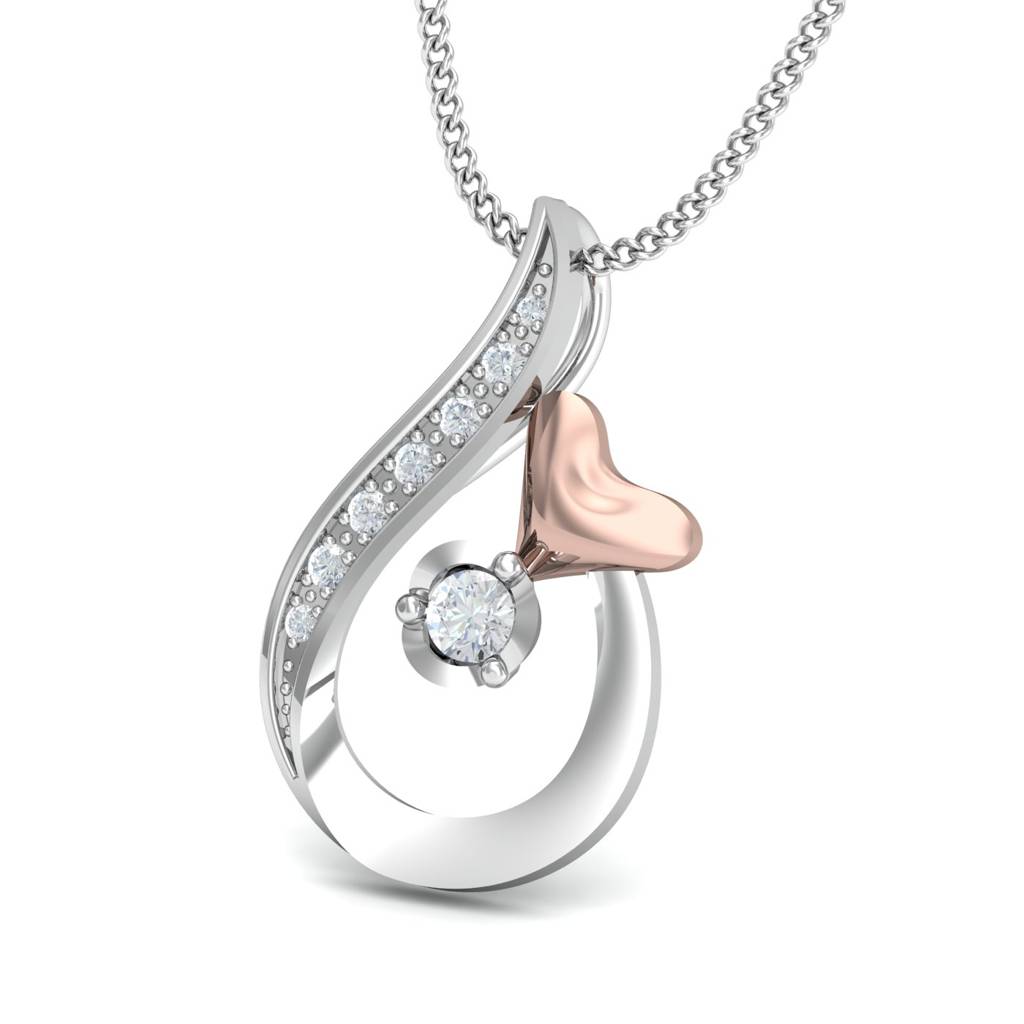 KuberBox 18K White Gold Avana Heart Pendant