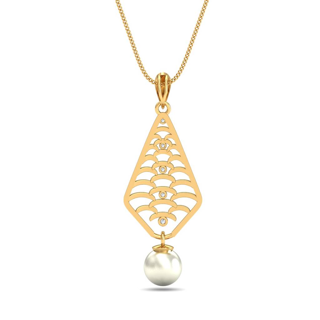 KuberBox 18K Yellow Gold Splendid Pearl Pendant