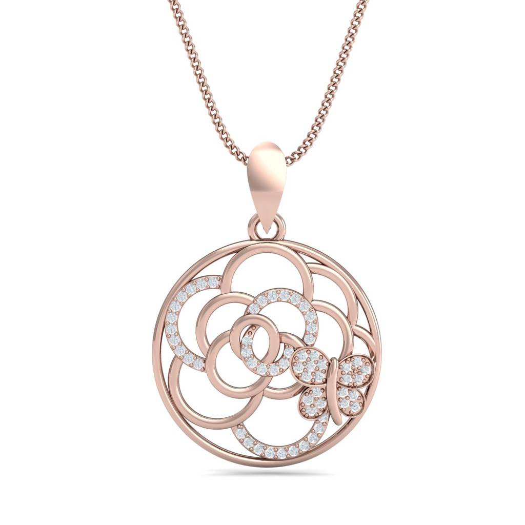 KuberBox 18K Rose Gold Carola Butterfly Pendant